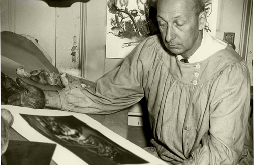 Doel Reed working on a painting